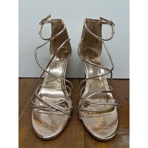 SM New York Tova women size 11M strappy faux leather copper buckle stiletto heel